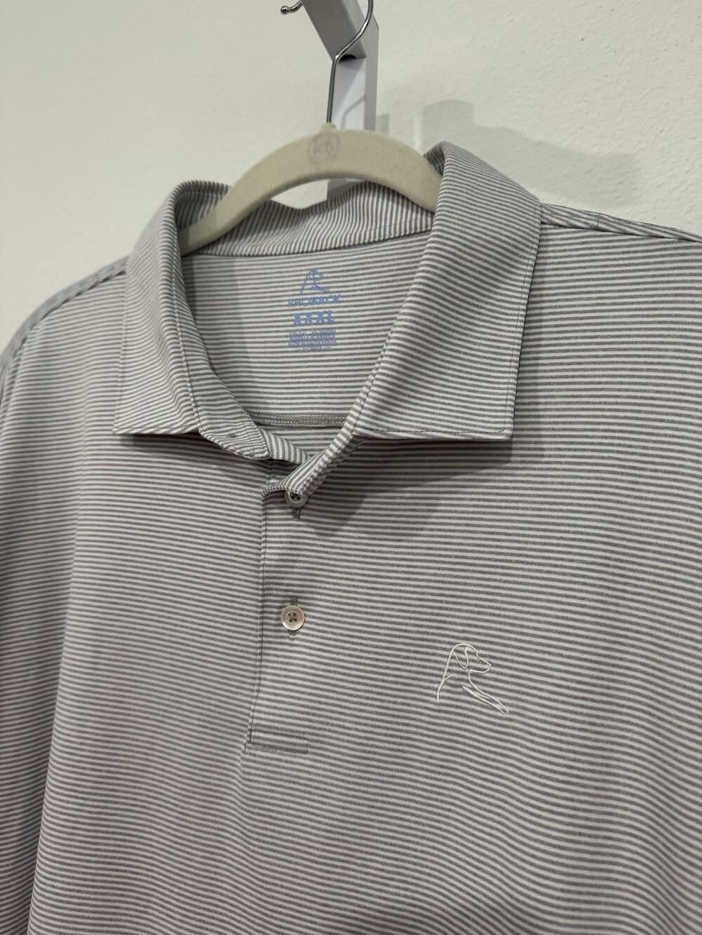 Rhoback Polo Shirt Gray Stripe Golf Performance Stretch Men’s XXXL